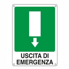 CARTELLO USCITA EMERGENZA GIU'    20x 30 ALLUMINIO